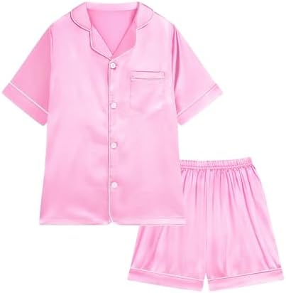 Weixinbuy Пижамный комплект для маленьких мальчиков и девочек, шелковая пижама на пуговицах, одежда для сна, одежда для сна, комплект одежды для дома, подарки для детей Weixinbuy