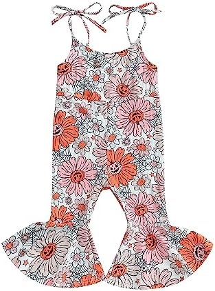 ROLZMOR Kids Toddler Baby Girl Game Day Outfits Sleeveless Jumpsuit Football Overall Romper Bell Bottoms Suspender Pants ROLZMOR