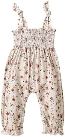 VSQWLZT Infant Toddler Baby Girl Spring Summer Outfits Floral Overalls Suspender Pants One Piece Strap Jumpsuit VSQWLZT