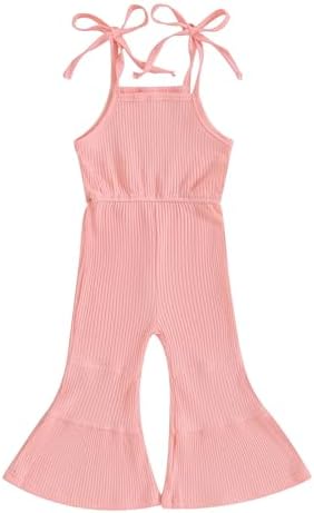 ROLZMOR Kids Toddler Baby Girl Game Day Outfits Sleeveless Jumpsuit Football Overall Romper Bell Bottoms Suspender Pants ROLZMOR