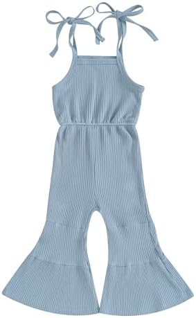 ROLZMOR Kids Toddler Baby Girl Game Day Outfits Sleeveless Jumpsuit Football Overall Romper Bell Bottoms Suspender Pants ROLZMOR