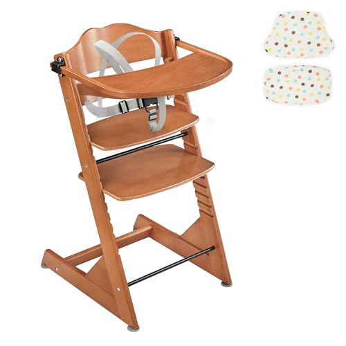 Трансформируемый деревянный стульчик для кормления детей и малышей - стульчик для кормления и обеденный стул для малышей со съемным подносом, подушкой и ремнями безопасности, эспрессо Curipeer