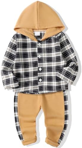 NZRVAWS одежда для маленьких мальчиков, наряд для малышей 6, 12, 18, 24 месяцев, 1, 2, 3, 4 года, осенне-зимняя толстовка с капюшоном, клетчатый свитер, рваные джинсы NZRVAWS