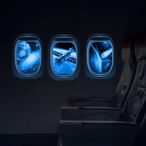 Светящиеся в темноте 3D-наклейки на космические стены, набор из 3 наклеек на стену Galaxy Window, декор комнаты в космическом стиле для детей и мальчиков (синий) Robmoda