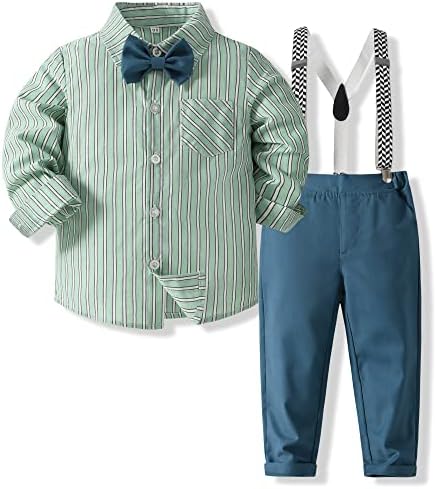 Kimocat Одежда для маленьких мальчиков Одежда для джентльменов Костюм для новорожденных Рубашка с галстуком-бабочкой + брюки на подтяжках Kimocat