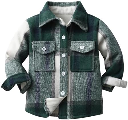 RUIBETYHUA Baby Boys Girls Plaid Flannel Shirts Long Sleeve Lapel Button Down Shirt Jacket Tops for Kids 1-6T RUIBETYHUA