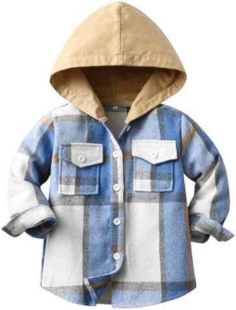 RUIBETYHUA Baby Boys Girls Plaid Flannel Shirts Long Sleeve Lapel Button Down Shirt Jacket Tops for Kids 1-6T RUIBETYHUA