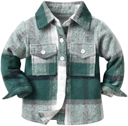 RUIBETYHUA Baby Boys Girls Plaid Flannel Shirts Long Sleeve Lapel Button Down Shirt Jacket Tops for Kids 1-6T RUIBETYHUA