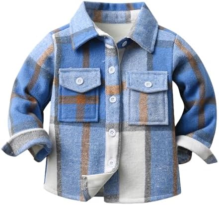 RUIBETYHUA Baby Boys Girls Plaid Flannel Shirts Long Sleeve Lapel Button Down Shirt Jacket Tops for Kids 1-6T RUIBETYHUA