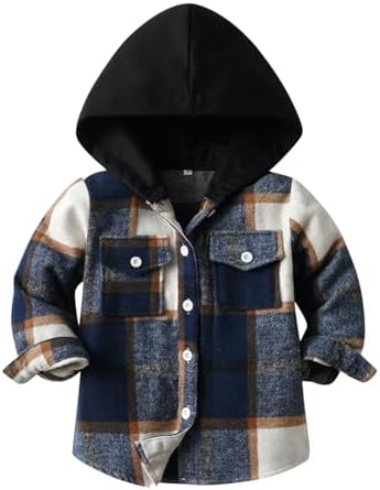 RUIBETYHUA Baby Boys Girls Plaid Flannel Shirts Long Sleeve Lapel Button Down Shirt Jacket Tops for Kids 1-6T RUIBETYHUA