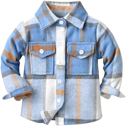 RUIBETYHUA Baby Boys Girls Plaid Flannel Shirts Long Sleeve Lapel Button Down Shirt Jacket Tops for Kids 1-6T RUIBETYHUA