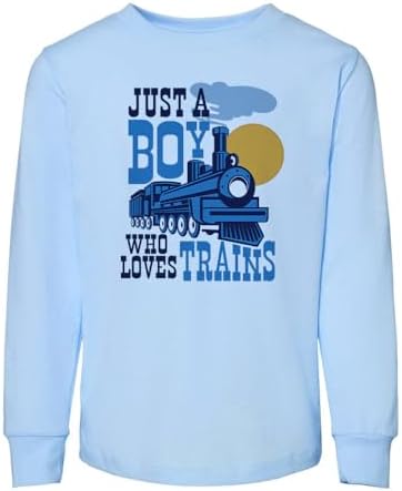 Детская футболка с длинными рукавами Just a Boy Who Loves Trains для малышей TATY Kids