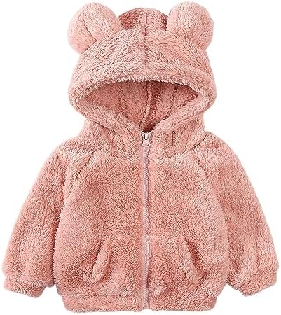 AIMAOMI/Детское пальто с капюшоном и капюшоном с медвежьими ушками для девочек и мальчиков, флисовая куртка на молнии с длинными рукавами, плотная верхняя одежда, зимний комбинезон для От 1 до 7 лет AIMAOMI