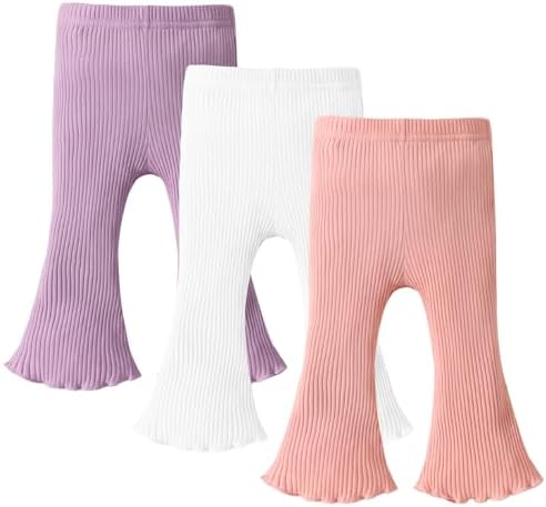 DREAM BUS, комплект из 3 шт., штаны для маленьких девочек, леггинсы для малышей, детские расклешенные штаны, детские однотонные штаны в рубчик, штаны-клеш для малышей, детские штаны DREAM BUS