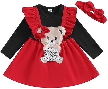 Рождественское платье для маленьких девочек, платье на День Благодарения для малышей, лоскутное платье с рюшами и длинными рукавами, детский рождественский наряд Bonangber