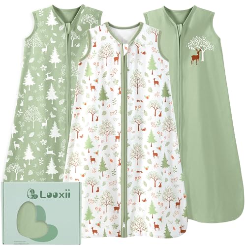 Looxii Детский спальный мешок с ножками 18–24 24–36 месяцев 2,5 TOG Хлопковое стеганое зимнее детское носимое одеяло Зимний спальный мешочек для малышей для ранних прогулок, зеленый Looxii