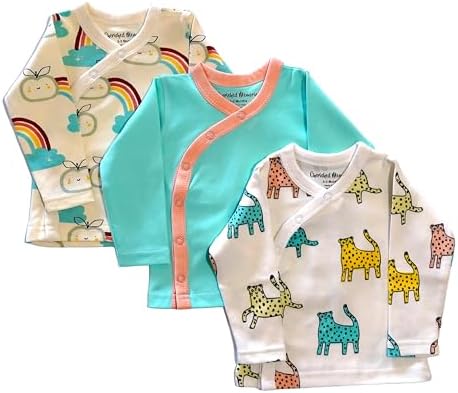 Unisex Babies' Side-Snap Button Long-Sleeve Baby Shirt, Pack of 3, Fits 0-3 Months Cherished Memories