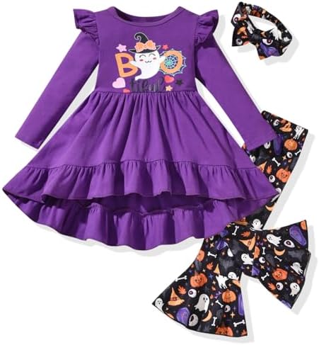 HINTINA/расклешенный низ для маленьких девочек, туника с цветочным принтом, осенне-зимний комплект одежды с рюшами и длинными рукавами HINTINA