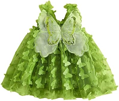 Платье принцессы для маленьких девочек, тюлевое платье-пачка без рукавов с бантом на бретельках и 3D бабочкой и цветком, сказочное платье RSRZRCJ