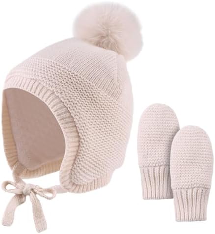 Базовая зимняя детская шапочка, перчатки, вязаная шапка для мальчиков и девочек, детские шапки-ушанки с помпоном, теплая шапочка для малышей, комплект варежек JANGANNSA