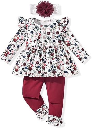 HINTINA топ для маленьких девочек с рюшами и длинными рукавами, штаны, комплект из 2 предметов, осенне-зимний комплект одежды для маленьких девочек HINTINA