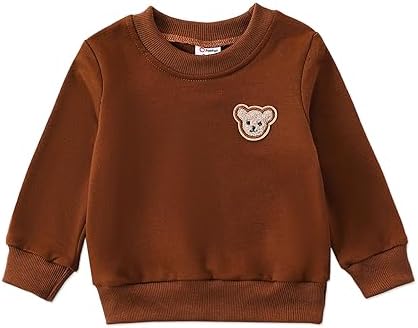PATPAT Одежда для маленьких мальчиков, однотонный свитшот с длинными рукавами для маленьких мальчиков, пуловер с круглым вырезом, свитер, одежда PATPAT