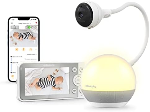CHILLAX BabyMood Pro — радионяня 2 в 1 с камерой и аудио, дистанционным панорамированием, подсветкой и колыбельной для малышей и младенцев — детская камера на гибкой шее Full HD 360° для детской — доступ к приложению для телефона и планшета CHILLAX