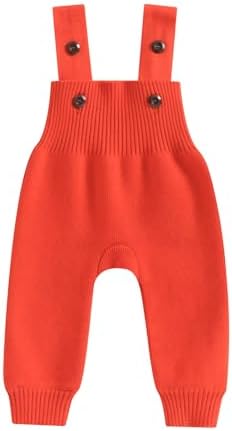Toddler Baby Boy Girl Sweater Knit Overalls Jumpsuit Sleeveless One Piece Suspender Pants Unisex Romper Bottom Biayxms