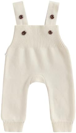 Toddler Baby Boy Girl Sweater Knit Overalls Jumpsuit Sleeveless One Piece Suspender Pants Unisex Romper Bottom Biayxms