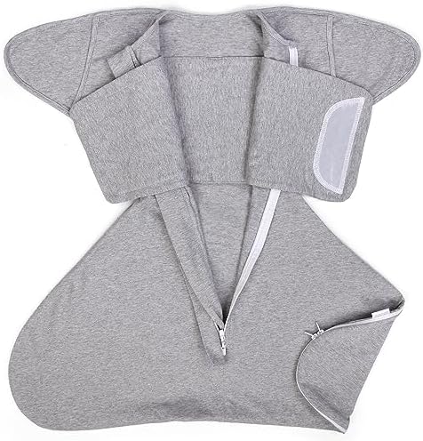 Mikccer Sleepsack Baby, Sleep Sack Newborn for Sleeves Swaddle, Weighted Swaddle Blanket Bottom with 2-Way Zipper, Easy to Change Diapers,Prevents Startles, 3-6 Months TOG 1.0 Gray,Medium Mikccer