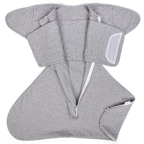 Mikccer Sleepsack Baby, Sleep Sack Newborn for Sleeves Swaddle, Weighted Swaddle Blanket Bottom with 2-Way Zipper, Easy to Change Diapers,Prevents Startles, 3-6 Months TOG 1.0 Gray,Medium Mikccer