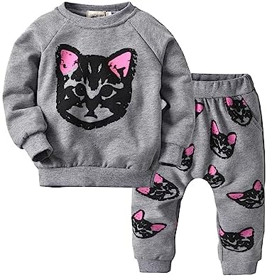 puseky/свитшот с милым котом для маленьких девочек, топы и штаны, спортивный костюм, комплект одежды Puseky