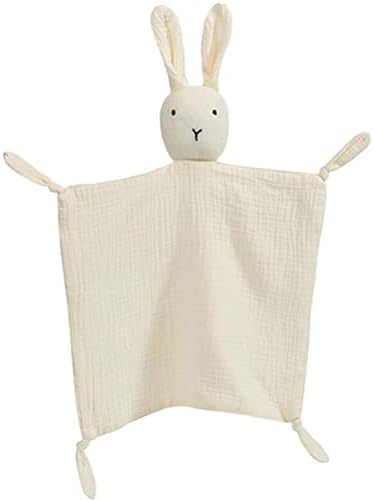 PEIPEIWU Organic Cotton Muslin Lovey Blanket, Organic Cotton Muslin Bunny Security Blanket Soft & Breathable Lovie Baby Gifts for Boys and Girls PEIPEIWU