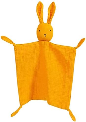 PEIPEIWU Organic Cotton Muslin Lovey Blanket, Organic Cotton Muslin Bunny Security Blanket Soft & Breathable Lovie Baby Gifts for Boys and Girls PEIPEIWU