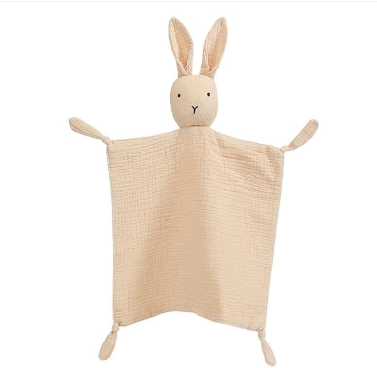 PEIPEIWU Organic Cotton Muslin Lovey Blanket, Organic Cotton Muslin Bunny Security Blanket Soft & Breathable Lovie Baby Gifts for Boys and Girls PEIPEIWU