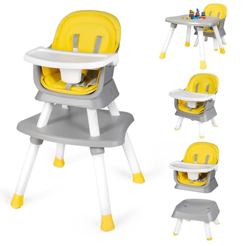Детский стульчик для кормления Kinder King 8 в 1, чехлы на обеденное сиденье/детский стол и набор стульев/стол для малышей/детский стульчик, съемный поднос и двойной чехол на сиденье, легко протирается, светло-серый Kinder King