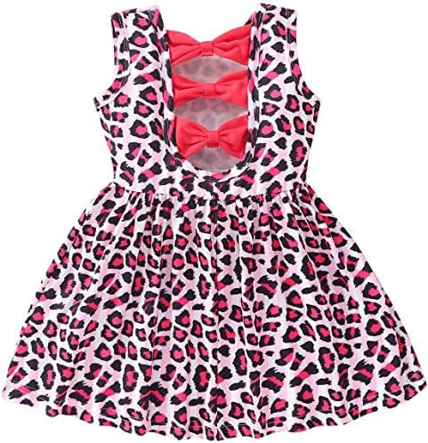 Popshion/летние платья для маленьких девочек, платье с леопардовым принтом, платье с бантом сзади, одежда с динозавром, детский сарафан без рукавов Popshion