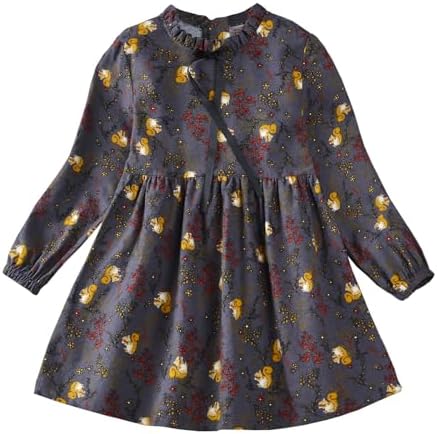 VINUOKER, осенне-зимнее хлопковое платье с длинными рукавами, одежда для маленьких девочек, платье с цветочным принтом для маленьких девочек, платье-туника, От 2 до 7 лет VINUOKER