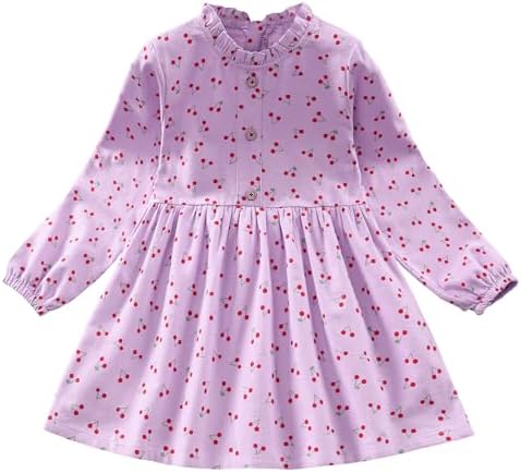 VINUOKER, осенне-зимнее хлопковое платье с длинными рукавами, одежда для маленьких девочек, платье с цветочным принтом для маленьких девочек, платье-туника, От 2 до 7 лет VINUOKER