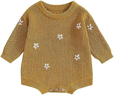 Bebeshopdelageyhu Свитер для новорожденных девочек, комбинезон с пузырьками, вязаный цветок, большой свитер, пуловер, теплая одежда для младенцев Bebeshopdelageyhu