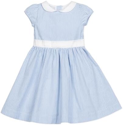 Тканое платье с короткими рукавами и воротником Питера Пэна для маленьких девочек Hope & Henry Layette Hope & Henry