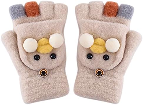 TBUIALL Fingerless Mittens Flip Convertible Kids Top Children Winter Knitted Gloves Warm Kids Gloves & Mittens Glove Float TBUIALL