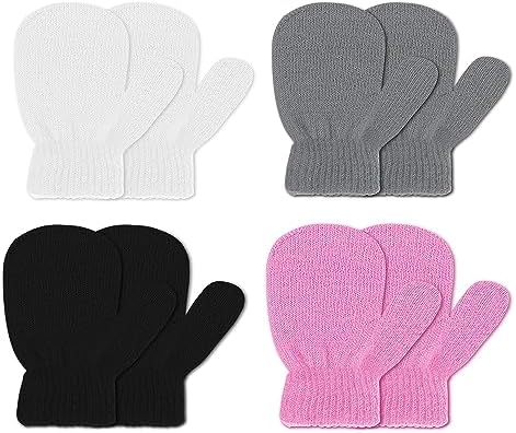 Doovid Kids Knit Mittens Toddler Knit Gloves Winter Warm Knitted Magic Gloves Stretch Soft Mitten for Baby Boys Girls DOOVID