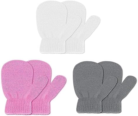 Doovid Kids Knit Mittens Toddler Knit Gloves Winter Warm Knitted Magic Gloves Stretch Soft Mitten for Baby Boys Girls DOOVID