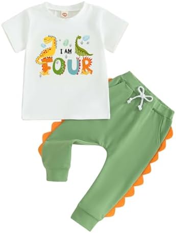 Cevoerf наряд на день рождения для маленьких мальчиков, комбинезон с динозавром для 1-5 лет, рубашка, штаны для бега, комплект для детей 1, 2, 3, 4, 5 лет, наряд на день рождения для мальчика Cevoerf