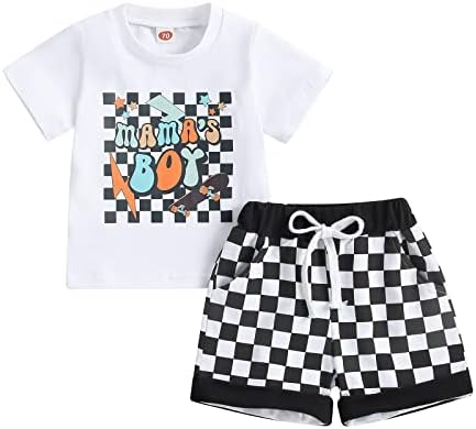 Karesoull/летние комплекты из 2 предметов для маленьких мальчиков, топы с короткими рукавами + шорты с клетчатым принтом, комплект одежды для малышей Karesoull