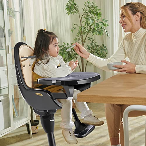 Стульчик для кормления Hot Mom Baby, регулируемый угол наклона сиденья, высота подъема, двойной поднос, роскошный детский стульчик для еды, стул в пожизненной доступности, белое золото Hot Mom