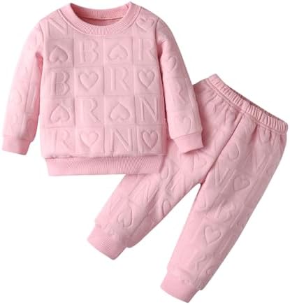 Siracend, комплект одежды из 2 предметов, пуловер с длинными рукавами и бантом спереди для маленьких девочек, текстурированный пуловер с рюшами и штанами спереди Siracend