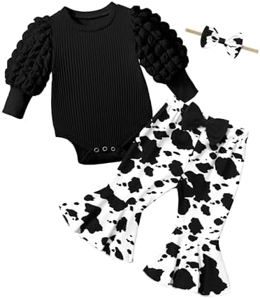 NAPU Одежда для новорожденных девочек, комбинезон с фонариком и длинными рукавами, расклешенные брюки, повязка на голову, комплект из 3 предметов, осенне-зимняя одежда NAPU