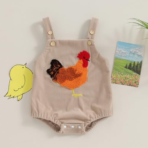 Tsnbre Newborn Baby Boy Girl Summer Outfits Corduroy Romper Farm Chicken Baby Overalls 0 3 6 9 12 Months Infant Clothes Tsnbre